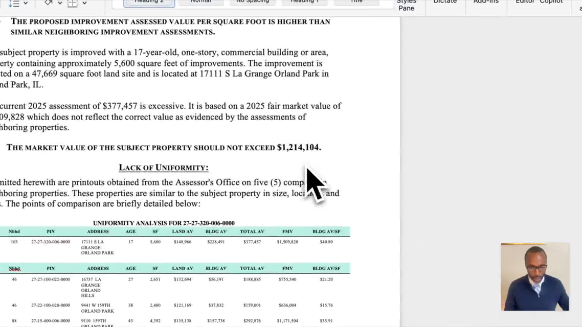 AppealZoo generated commercial appeal report output